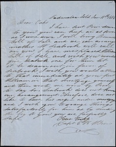 Capt. C.H. Wilson, Wadmalaw Island, S.C., autograph letter signed to Ziba B. Oakes, 11 January 1854