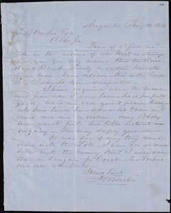 F. C. Barber, Augusta, Ga., autograph letter signed to Ziba B. Oakes, 14 January 1854