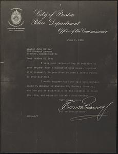 Facsimile reproduction of letter from Eugene M. McSweeney, Boston, to Jack Miller, Roxbury, 1936 June 3