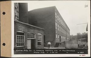 Collins Manufacturing Co., showing westerly side of rag storehouse, Wilbraham, Mass., Jul. 24, 1935