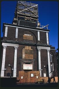 Front of St. Stephen's Church under restoration, Boston