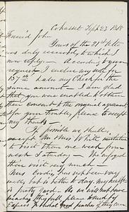 Letter from Thomas F. Cordis to John D. Long, September 23, 1868