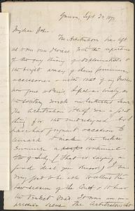 Letter from S.A. Bent to John D. Long, September 22, 1872