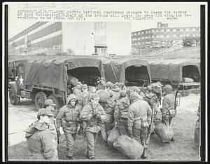 Ohio National Guardsmen prepare to leave the campus of Kent University5/6.Half of the troops will leave the area 5/6 with the remaining to be taken out 5/7.