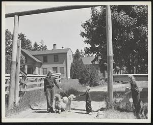 Dog Studies, including investigations into the reason for the good and bad characteristics of a variety of dogs, including these poodles being aired by Miss Edna Du Buis, are being pursued throughout the summer at The Hamilton Station, new laboratory at Bar Harbor, Me., with the hope of finding information to benefit the social sciences generally.