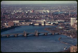 Aerial view of Longfellow Bridge, Charles River and Cambridge