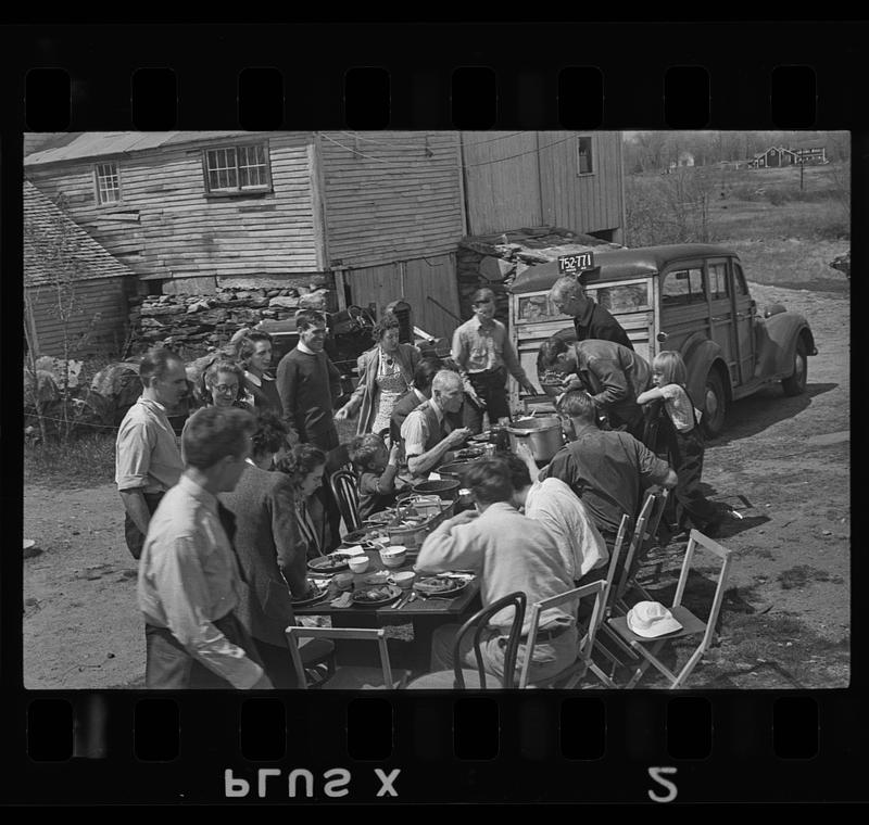 Outdoor meal on a farm