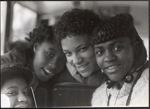 Callandra, Joanne, Latrice and Ireta on the bus to Cincinnati, OH