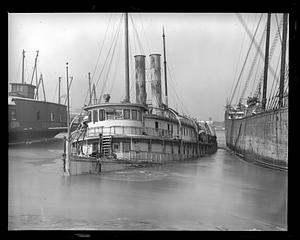 Sunken ferry (steamship): Boston Harbor - East Boston(?)