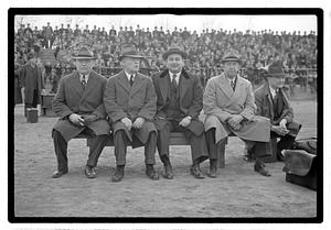 Boston Park Department Commissioner William Long, left, seated next to three other men