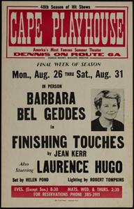 In person Barbara Bel Geddes in Finishing Touches by Jean Keer, also starring Laurence Hugo