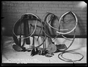 Distribution Department, Low Service Pipe Lines, 24-inch submerged pipe; gaskets, nuts, bolts, etc. removed with original 20-inch submerged pipe, Chelsea Creek; Chelsea, Mass., Oct. 10, 1900