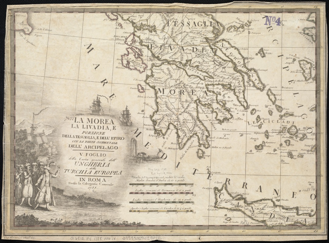 La Morea, la Livadia, e porzione della Tessaglia, e Dell' Epiro con la parte occidentale dell' arcipelago