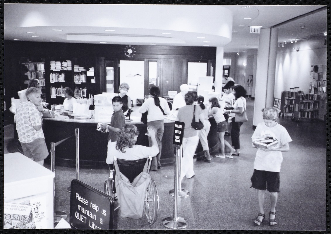 Newton Free Library, Newton, MA. Communications & Programs Office. Main lobby