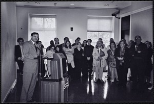 Newton Free Library, Newton, MA. Communications & Programs Office. 10th Anniversary Mayor Cohen in auditorium