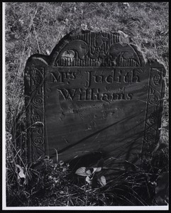 Cemeteries/headstones. Newton, MA. Mrs. Judith Williams, headstone