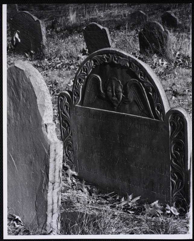 Cemeteries/headstones. Newton, MA. Abigail Wadsworth, headstone