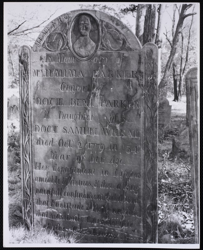 Cemeteries/headstones. Newton, MA. In memory Jemima Parker