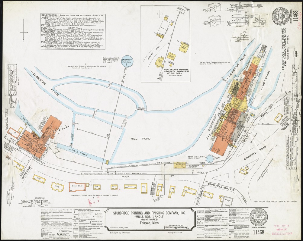 Sturbridge Printing & Finishing Company, Inc. "Mills Nos. 1 & 2" (Print Works), Fiskdale, Mass. [insurance map]