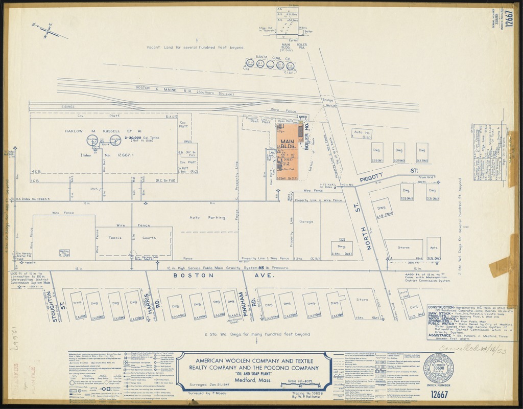 American Woolen Company and Textile Realty Company and the Pocono Company "Oil and Soap Plant," Medford, Mass. [insurance map]