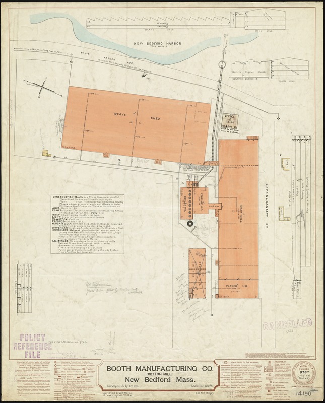 Booth Manufacturing Co. (Cotton Mill), New Bedford, Mass. [insurance map]