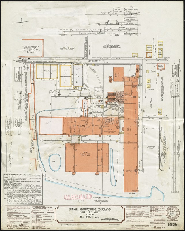 Grinnell Manufacturing Corporation "Nos. 1 & 2 Mills" (Cotton), New Bedford, Mass. [insurance map]