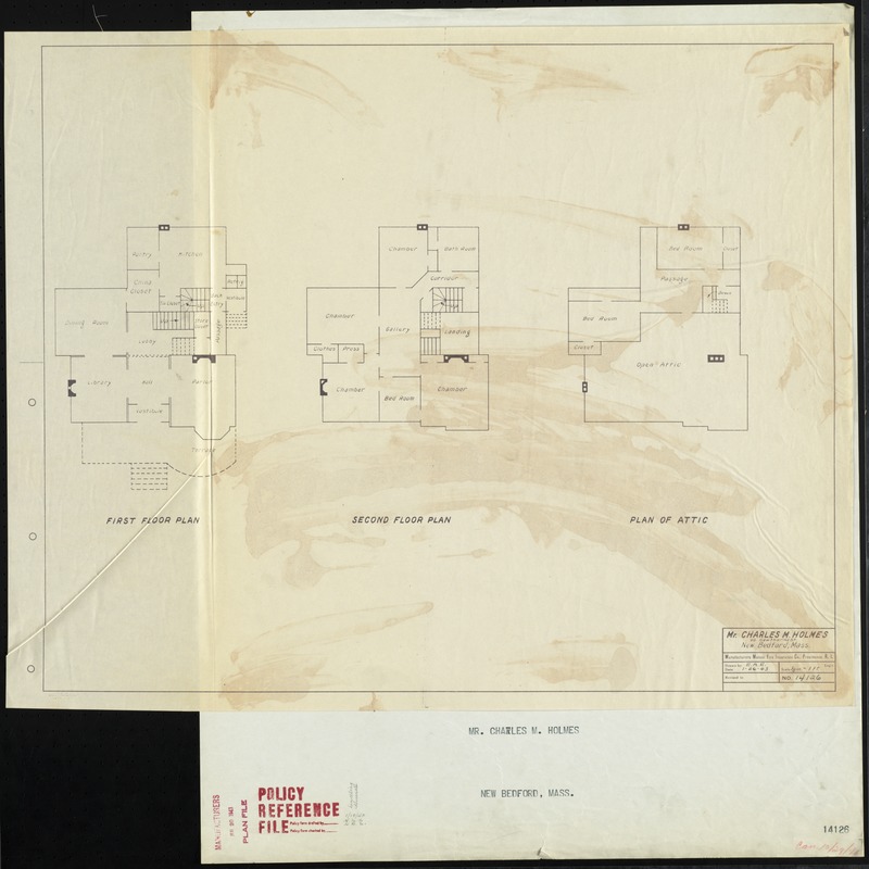 Mr. Charles M. Holmes, New Bedford, Mass. [insurance map]