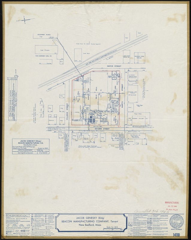Jacob Genesky (Bldg.), Beacon Manufacturing Company, Tenant, New Bedford, Mass. [insurance map]