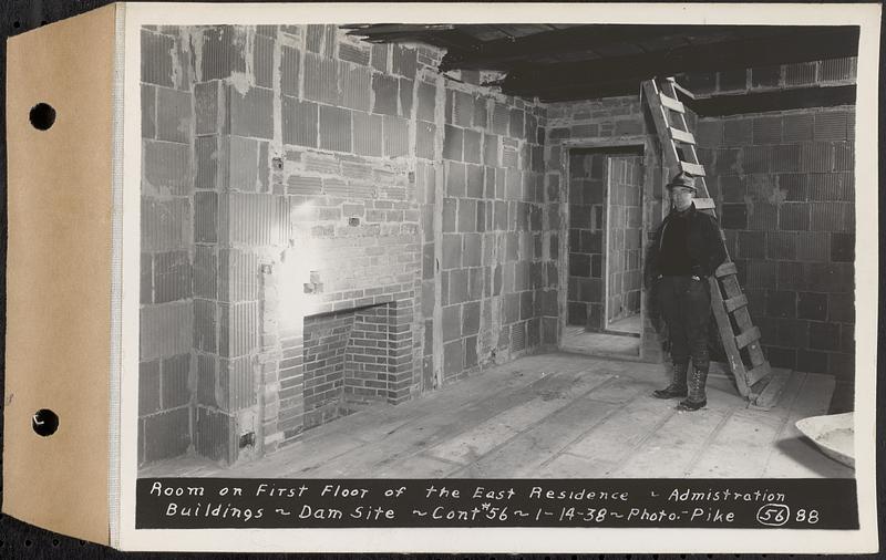 Contract No. 56, Administration Buildings, Main Dam, Belchertown, room on first floor of the east residence, Belchertown, Mass., Jan. 14, 1938