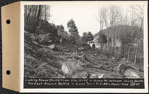 Contract No. 60, Access Roads to Shaft 12, Quabbin Aqueduct, Hardwick and Greenwich, looking ahead (north) from Sta. 11+45, Greenwich and Hardwick, Mass., Apr. 5, 1938