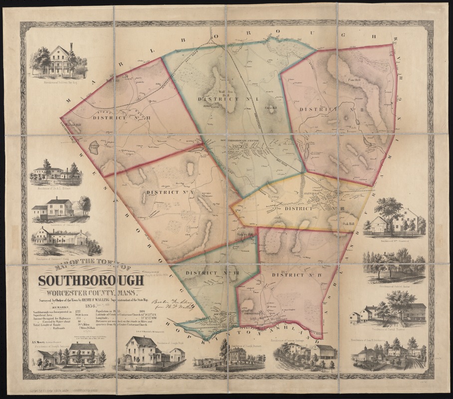Map of the town of Southborough Worcester County, Mass