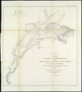 Map of military reconnaissance from Fort Taylor to the Coeur d'Alene mission, Washington Territory
