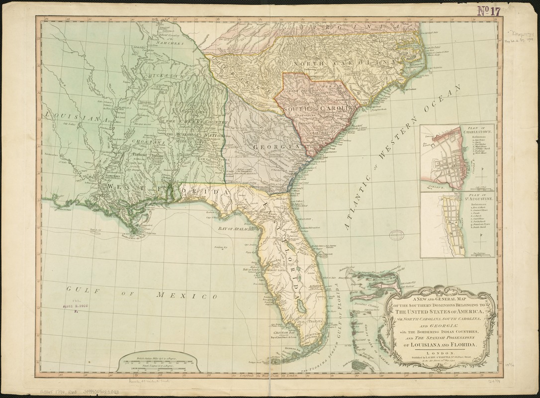 A new and general map of the Southern dominions belonging to the United States of America, viz North Carolina, South Carolina, and Georgia
