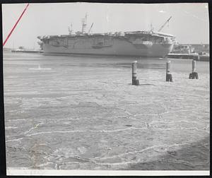 Its Really Cold, Brother, When Ice Forms on Salt Water as shown here at the South Boston waterfront. This picture from fish pier shows South Boston naval base where carriers are berthed.