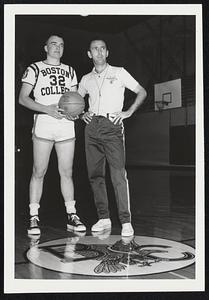 Boston College basketball player George Fitzsimmons and coach Bob Cousy