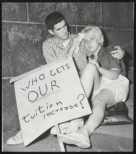 U. Mass Jr. James Murphy, John Allonis of Worcester. Demonstrations against tuition increase at State House.