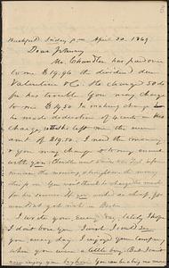 Letter from Zadoc Long to John D. Long, April 30, 1869