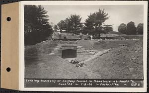 Contract No. 53, Head House at Shaft 9, Quabbin Aqueduct, Barre, looking westerly at spillway tunnel in headhouse at Shaft 9, Barre, Mass., Jul. 8, 1936