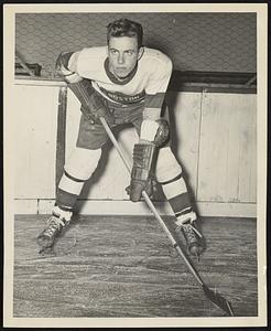 Bobby Schnurr, Olympics' center ice man, who has been voted "Most Valuable Player" in the Eastern Hockey League. Bobby, who is with a total of 88 points, also leading the individual scoring parade will be presented with a gold watch Monday night when the Pics cross sticks with the first place New York Rovers at Boston Arena.