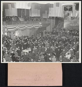 Full House Attends Opening of A.F. of L. Convention Photo Shows...hundreds of delegates as they stood to attention during singing of America, at opening ceremonies of American Federation Labor annual Convention, in Seattle, opening Oct. 6.