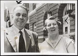 Manuel miller, wife Lucille outside court