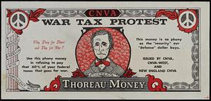 Thoreau Money, war tax protest handout, Committee for Non-Violent Action