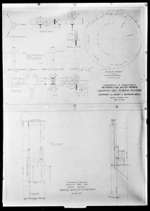 Engineering Plans, Distribution Department; Wachusett Aqueduct, Chestnut Hill High Service Pumping Station, support for hoist in screen well; registering apparatus for Terminal Chamber, Brighton; Marlborough, Mass., Dec. 1897