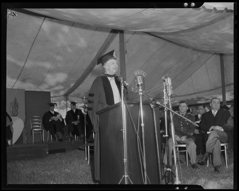 Eleanor Roosevelt with Dr. Sachar and Atty Alpert at Brandeis convocation