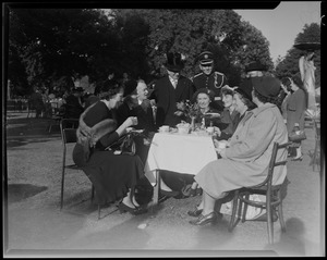 Group having tea