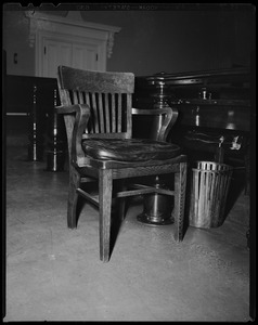 Close up of chair in courtroom