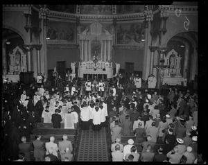 People in church attending a funeral