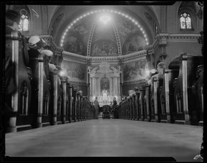 People in church attending a funeral