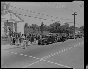 People leaving church