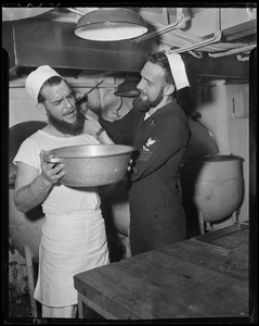 Two Navy crew members with beards